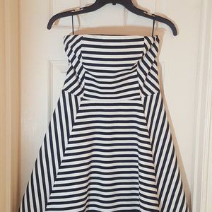 EXPRESS Striped Black & White Strapless Dress